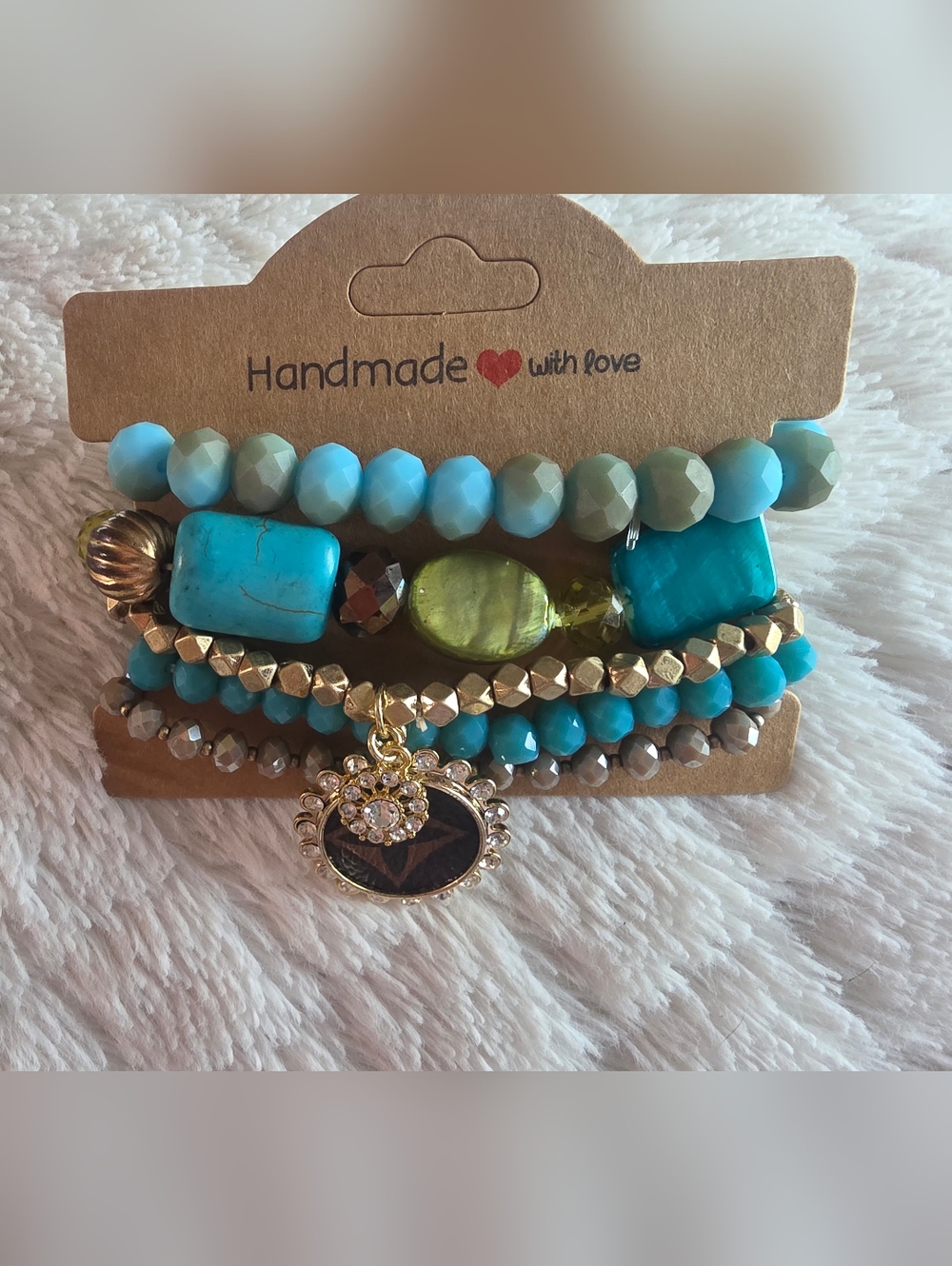 Designer Inspired Charm Stretch 5 Bracelet Lot Bundle